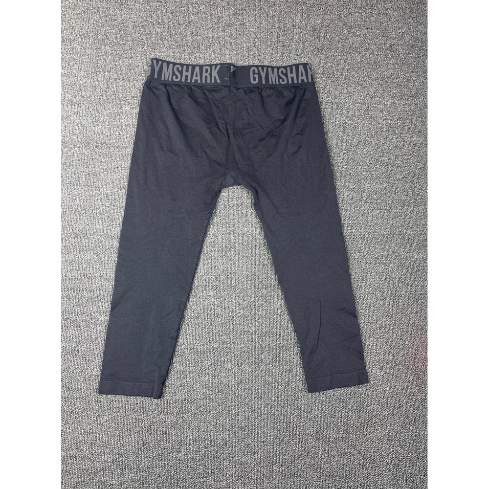 Gymshark Womens Black Seamless Cropped Leggings Branded Waistband Activewear - Picture 3 of 6